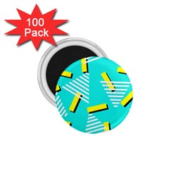 Vintage Unique Graphics Memphis Style Geometric Triangle Line Cube Yellow Green Blue 1 75  Magnets (100 Pack)  by Mariart