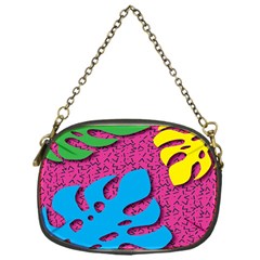 Vintage Unique Graphics Memphis Style Geometric Leaf Green Blue Yellow Pink Chain Purses (one Side) 