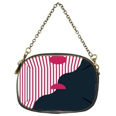 Waves Line Polka Dots Vertical Black Pink Chain Purses (one Side) 