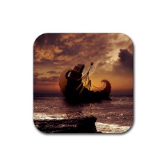 Steampunk Fractalscape, A Ship For All Destinations Rubber Coaster (square)  by jayaprime