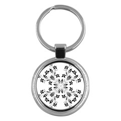 Floral Element Black White Key Chains (round)  by Mariart