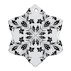 Floral Element Black White Snowflake Ornament (two Sides) by Mariart