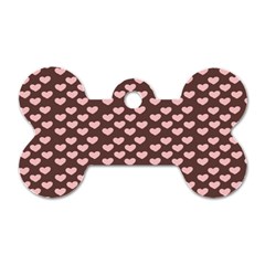 Chocolate Pink Hearts Gift Wrap Dog Tag Bone (two Sides) by Mariart