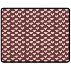 Chocolate Pink Hearts Gift Wrap Fleece Blanket (medium)  by Mariart