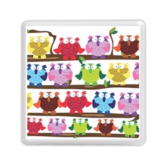 Funny Owls Sitting On A Branch Pattern Postcard Rainbow Memory Card Reader (square)  by Mariart