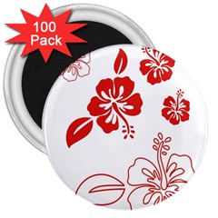 Hawaiian Flower Red Sunflower 3  Magnets (100 Pack)