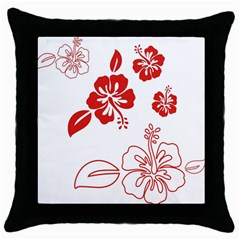 Hawaiian Flower Red Sunflower Throw Pillow Case (black)