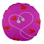 Heart Love Pink Red Large 18  Premium Flano Round Cushions Back