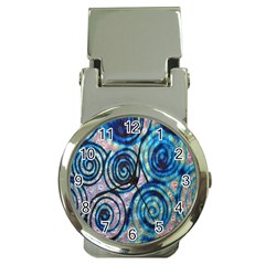 Green Blue Circle Tie Dye Kaleidoscope Opaque Color Money Clip Watches
