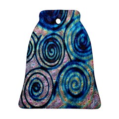 Green Blue Circle Tie Dye Kaleidoscope Opaque Color Ornament (bell)