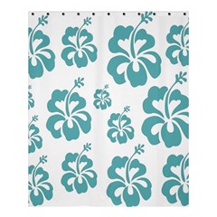 Hibiscus Flowers Green White Hawaiian Blue Shower Curtain 60  X 72  (medium) 