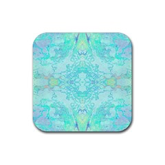 Green Tie Dye Kaleidoscope Opaque Color Rubber Square Coaster (4 Pack)  by Mariart