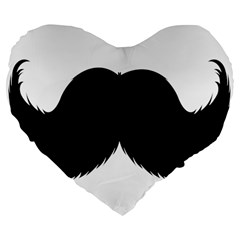 Mustache Owl Hair Black Man Large 19  Premium Flano Heart Shape Cushions