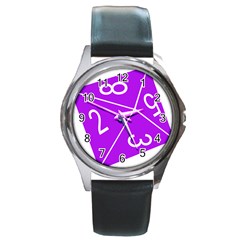Number Purple Round Metal Watch by Mariart