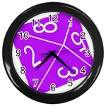 Number Purple Wall Clocks (Black)