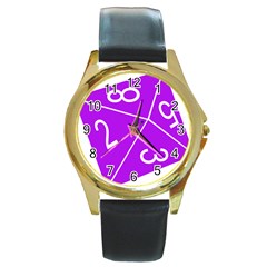 Number Purple Round Gold Metal Watch by Mariart