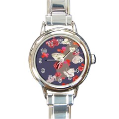 Original Butterfly Carnation Round Italian Charm Watch by Mariart