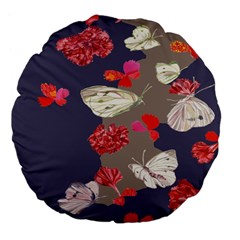 Original Butterfly Carnation Large 18  Premium Flano Round Cushions by Mariart