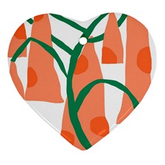 Portraits Plants Carrot Polka Dots Orange Green Ornament (heart) by Mariart