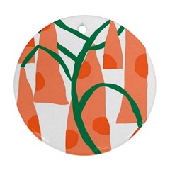 Portraits Plants Carrot Polka Dots Orange Green Round Ornament (two Sides) by Mariart