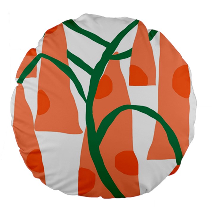 Portraits Plants Carrot Polka Dots Orange Green Large 18  Premium Round Cushions