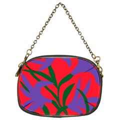 Purple Flower Red Background Chain Purses (one Side) 