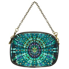 Peacock Throne Flower Green Tie Dye Kaleidoscope Opaque Color Chain Purses (one Side)  by Mariart