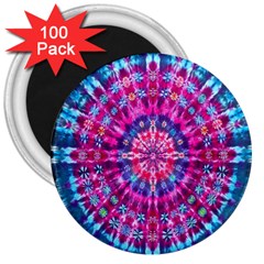 Red Blue Tie Dye Kaleidoscope Opaque Color Circle 3  Magnets (100 Pack) by Mariart