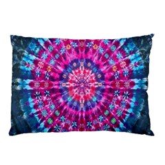 Red Blue Tie Dye Kaleidoscope Opaque Color Circle Pillow Case (two Sides)