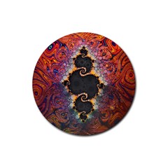 The Eye Of Julia, A Rainbow Fractal Paint Swirl Rubber Round Coaster (4 Pack)  by jayaprime
