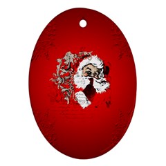 Funny Santa Claus  On Red Background Ornament (oval) by FantasyWorld7