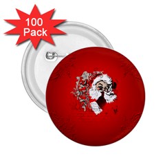Funny Santa Claus  On Red Background 2 25  Buttons (100 Pack)  by FantasyWorld7