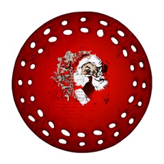 Funny Santa Claus  On Red Background Round Filigree Ornament (two Sides) by FantasyWorld7