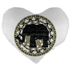 Ornate Mandala Elephant  Large 19  Premium Flano Heart Shape Cushions by Valentinaart