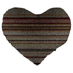 Stripy Knitted Wool Fabric Texture Large 19  Premium Flano Heart Shape Cushions by BangZart
