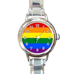 Pride Rainbow Flag Round Italian Charm Watch by Valentinaart