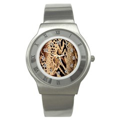 Animal Fabric Patterns Stainless Steel Watch by BangZart
