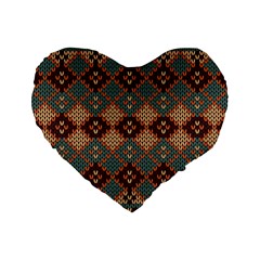 Knitted Pattern Standard 16  Premium Flano Heart Shape Cushions by BangZart
