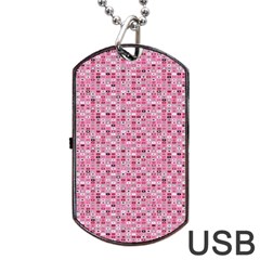 Abstract Pink Squares Dog Tag Usb Flash (two Sides) by BangZart