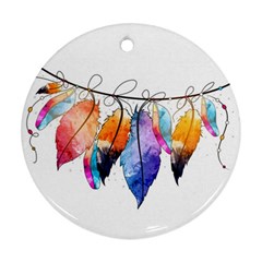 Watercolor Feathers Ornament (round)