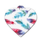 Watercolor Feather Background Dog Tag Heart (Two Sides) Front