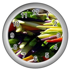 Bright Peppers Wall Clocks (silver)  by BangZart