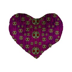 Ladybug In The Forest Of Fantasy Standard 16  Premium Flano Heart Shape Cushions by pepitasart