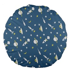 Space Rockets Pattern Large 18  Premium Flano Round Cushions by BangZart