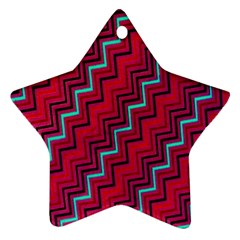 Red Turquoise Black Zig Zag Background Star Ornament (two Sides) by BangZart