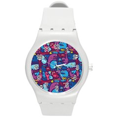 Hipster Pattern Animals And Tokyo Round Plastic Sport Watch (m) by BangZart