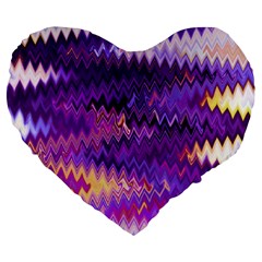 Purple And Yellow Zig Zag Large 19  Premium Flano Heart Shape Cushions by BangZart