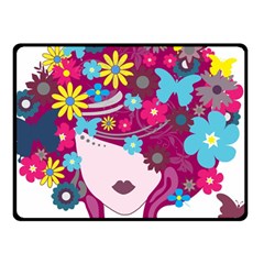 Beautiful Gothic Woman With Flowers And Butterflies Hair Clipart Fleece Blanket (small) by BangZart