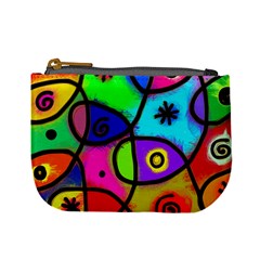 Digitally Painted Colourful Abstract Whimsical Shape Pattern Mini Coin Purses by BangZart