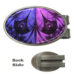 Beautiful Lilac Fractal Feathers Of The Starling Money Clips (oval)  by jayaprime